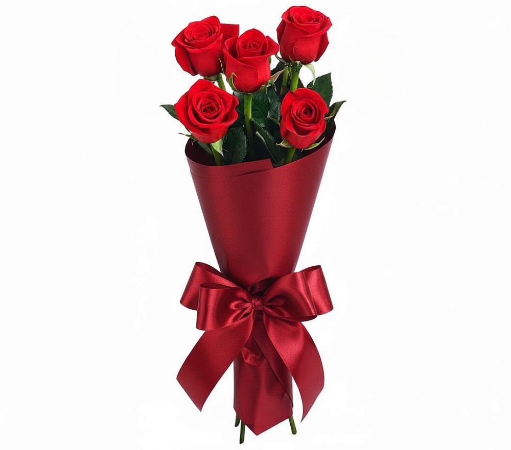 Букет 5 Красных роз Эдлесс Лав в Нежинском