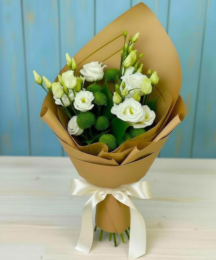 Букет цветов из: Хризантемы и Лизиантусы в Нежинском