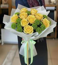 Букет цветов из:  Хризантемы и Розы #REPLACE_PRED# Нежинском