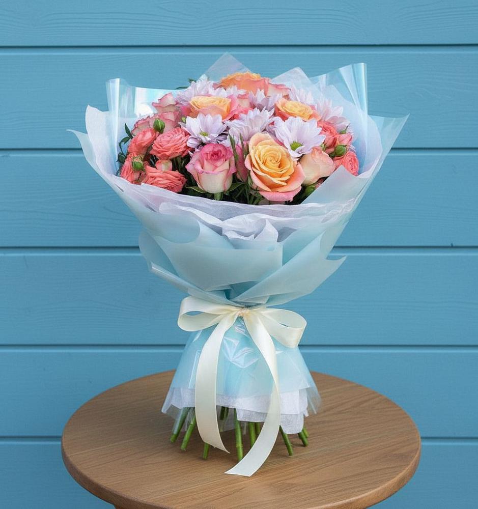 Букет цветов из: Хризантемы и Розы в Нежинском