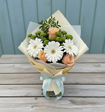 Букет цветов из:  Герберы, Розы и Хризантемы в Нежинском