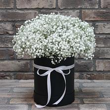 Цветочная композиция из Гипсофила в шляпной коробке в Нежинском